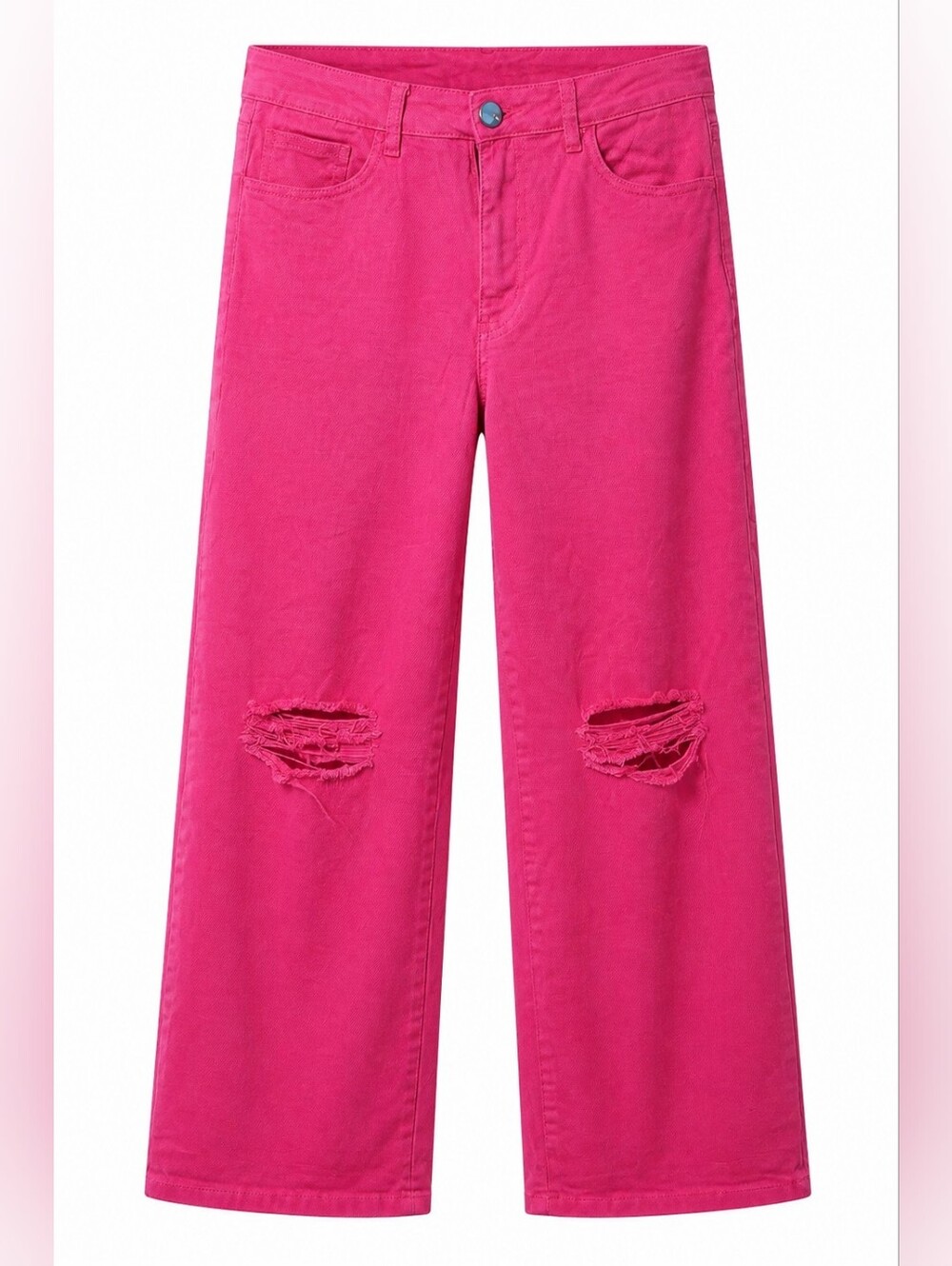 LVB Magenta Distressed Wide-Leg High-Rise Jeans Sz Large 27x30 3014